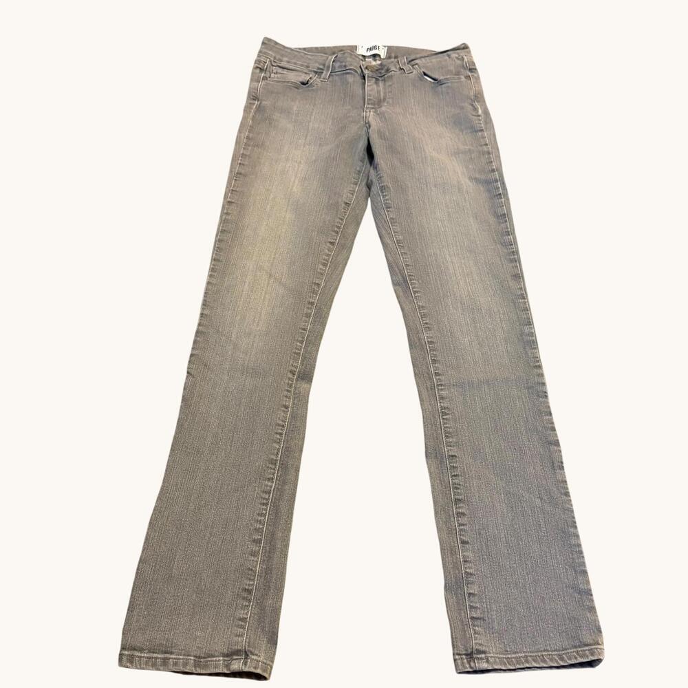 PAIGE Gray Wash Bootcut Jeans Size 25 Women Low Rise Stretch Denim Y2K